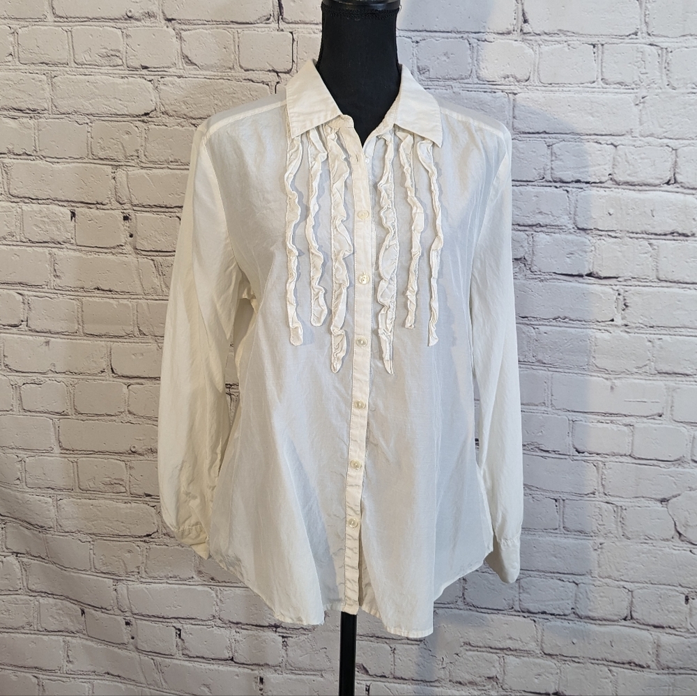 J.jill ivory ruffle blouse